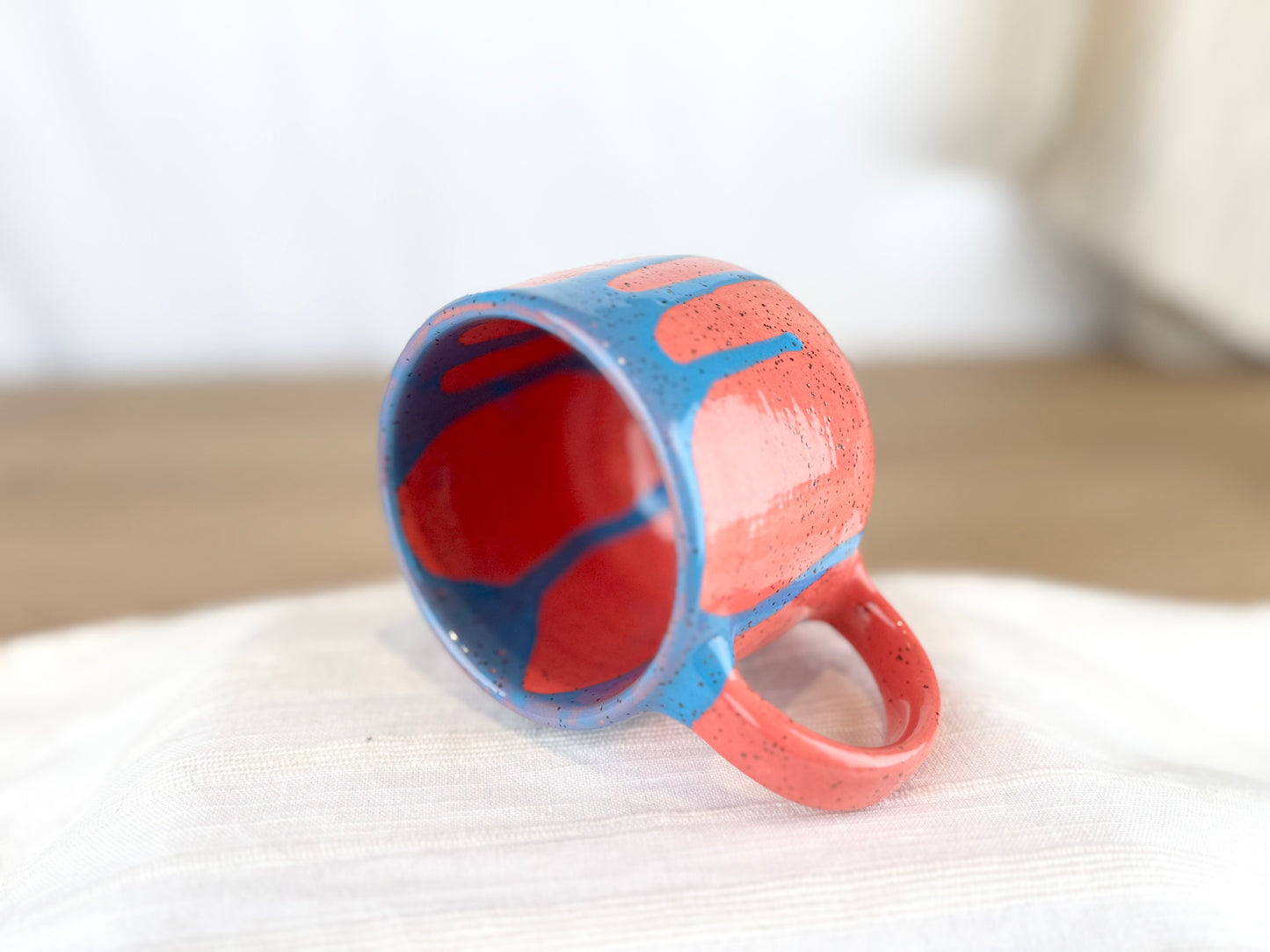 12 oz Coffee Mug, Bright Red and Blue