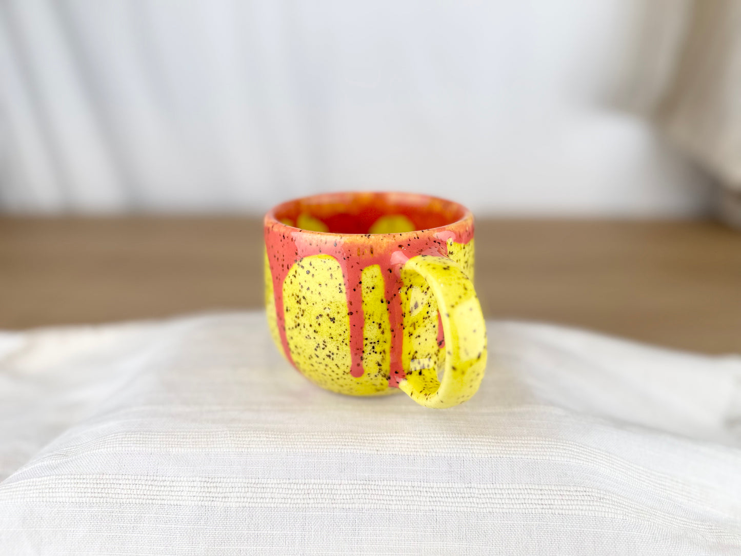 12 oz Coffee Mug, Bright Yellow and Red