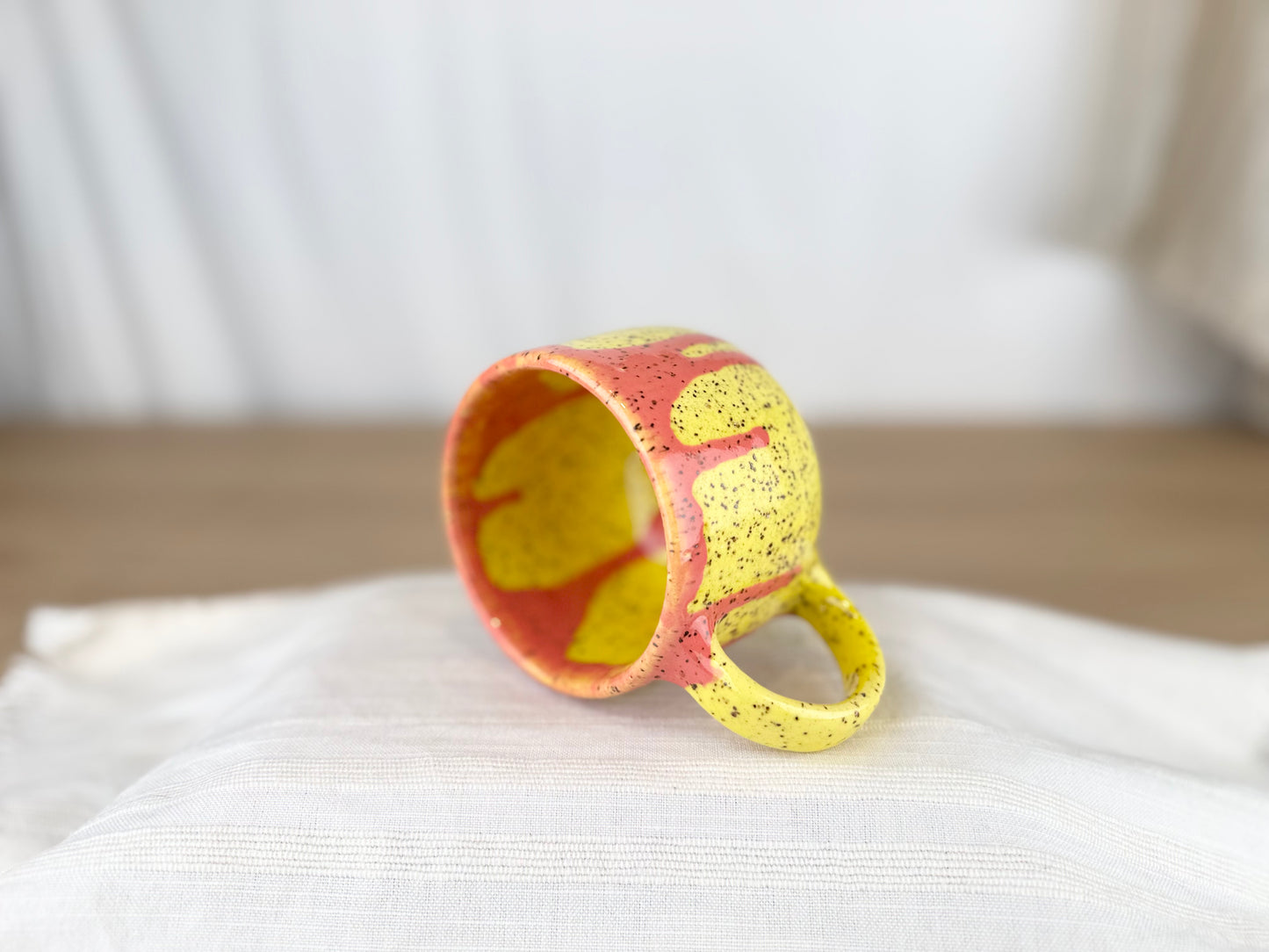 12 oz Coffee Mug, Bright Yellow and Red