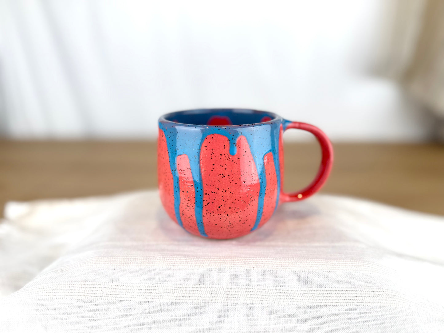 12 oz Coffee Mug, Bright Red and Blue