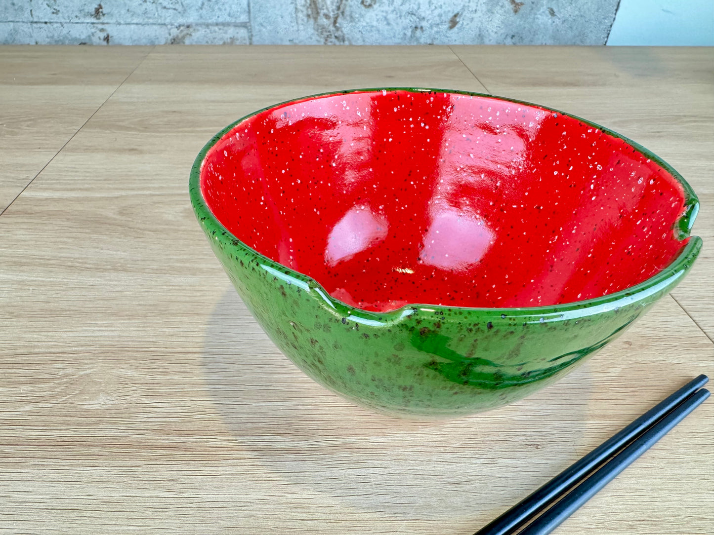 Ramen Bowl, Green & Red Watermelon