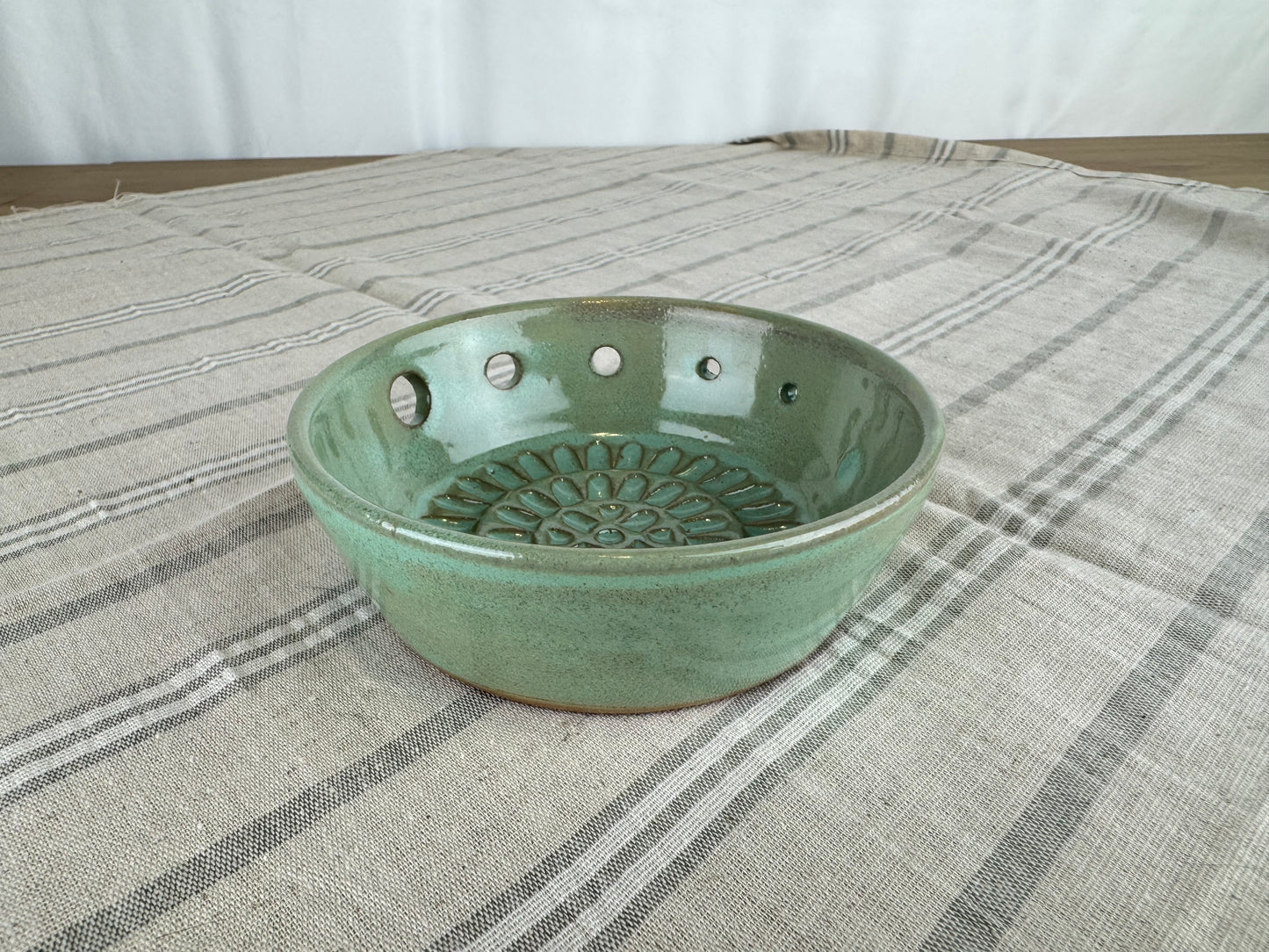 Sage Green Ceramic Herb Stripper and Garlic Dish