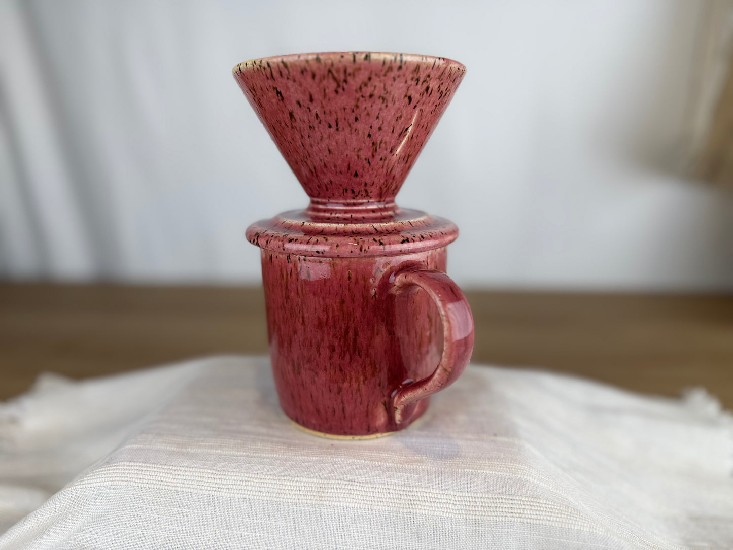 Dusty Rose Speckle 14oz Pour Over Set