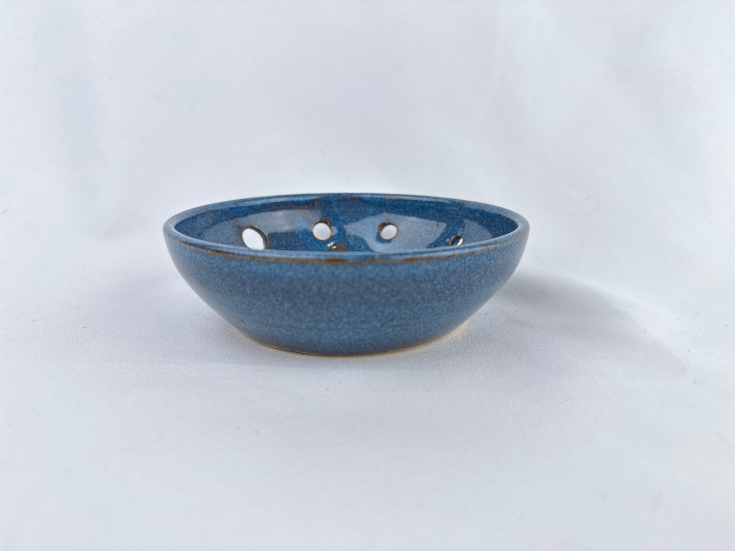 Blue Ceramic Herb Stripper and Garlic Dish