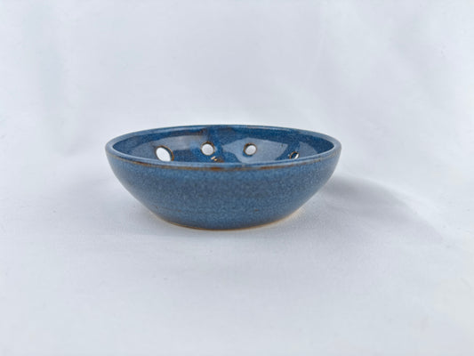 Blue Ceramic Herb Stripper and Garlic Dish