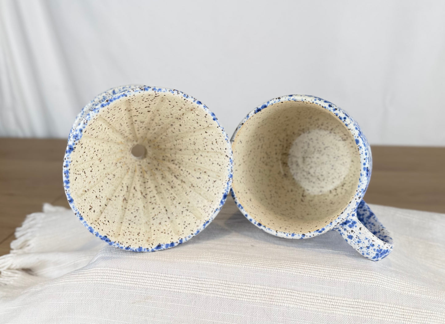 Blue & White Splatter 14oz Pour Over Set