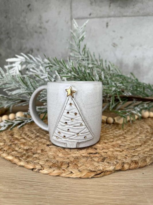 12oz White and Gold Holiday Mug