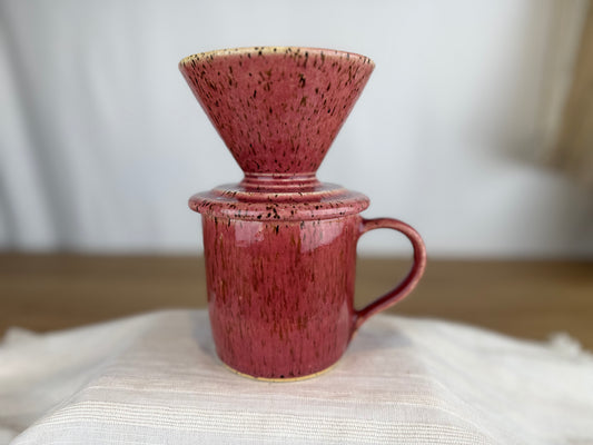 Dusty Rose Speckle 14oz Pour Over Set