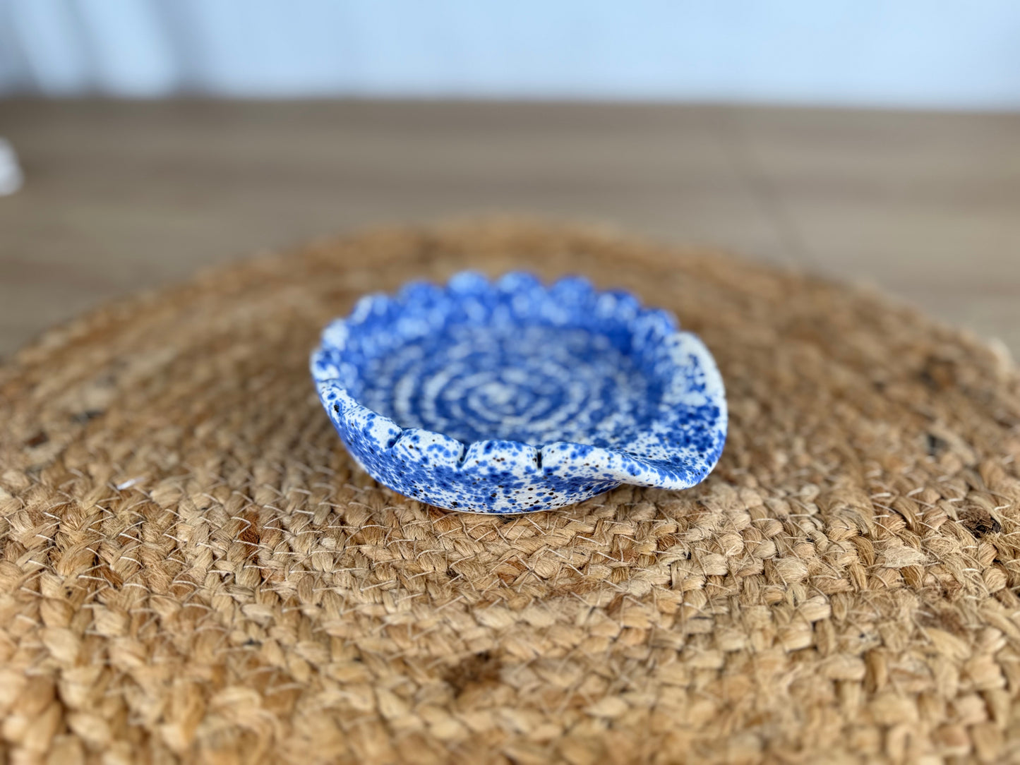 Blue & White Splatter Ceramic Spoon Rest