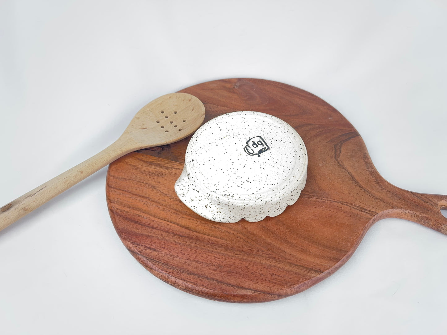 White Speckled Ceramic Spoon Rest