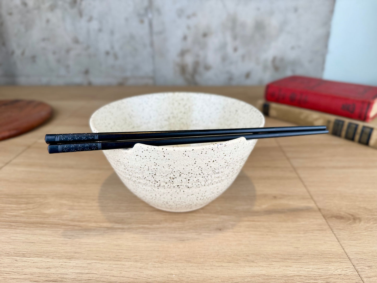 Ramen Bowl, Eggshell White Speckle