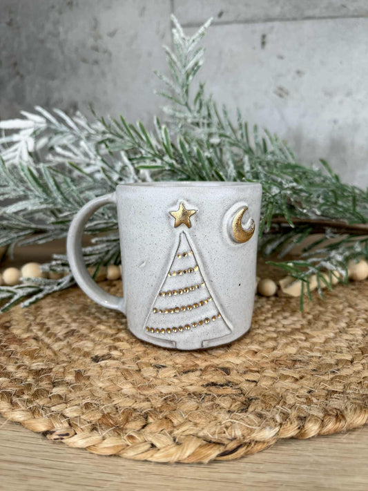12oz White and Gold Holiday Mug