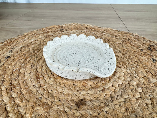 White Speckled Ceramic Spoon Rest