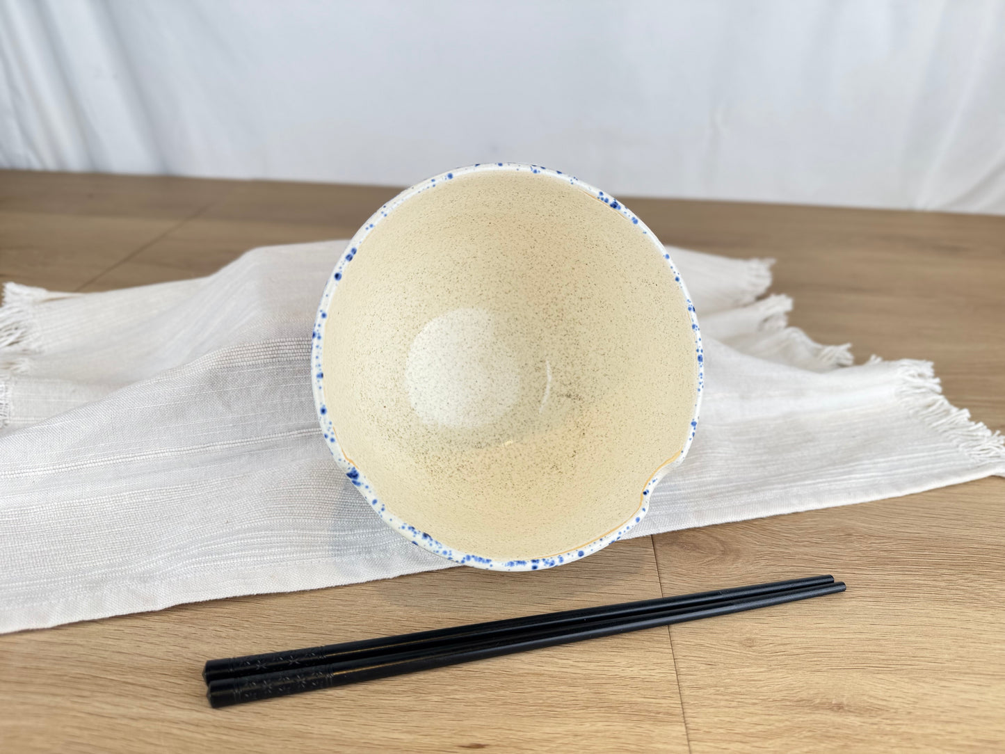 Ramen Bowl, Blue Splatter