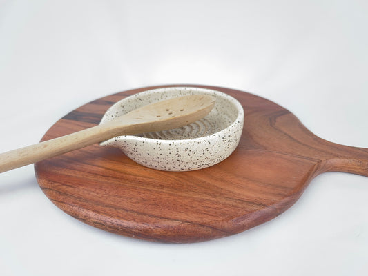 White Speckled Ceramic Spoon Rest