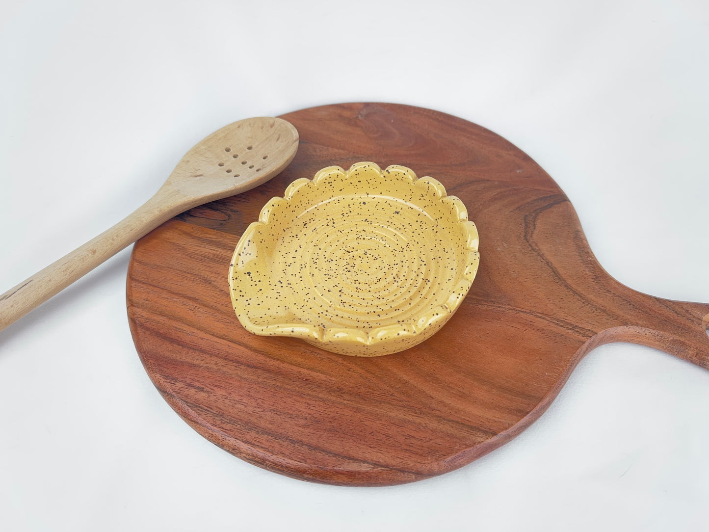 Yellow Speckled Ceramic Spoon Rest