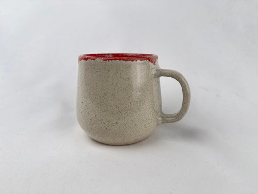 Eggshell White and Red 12oz Coffee Mug