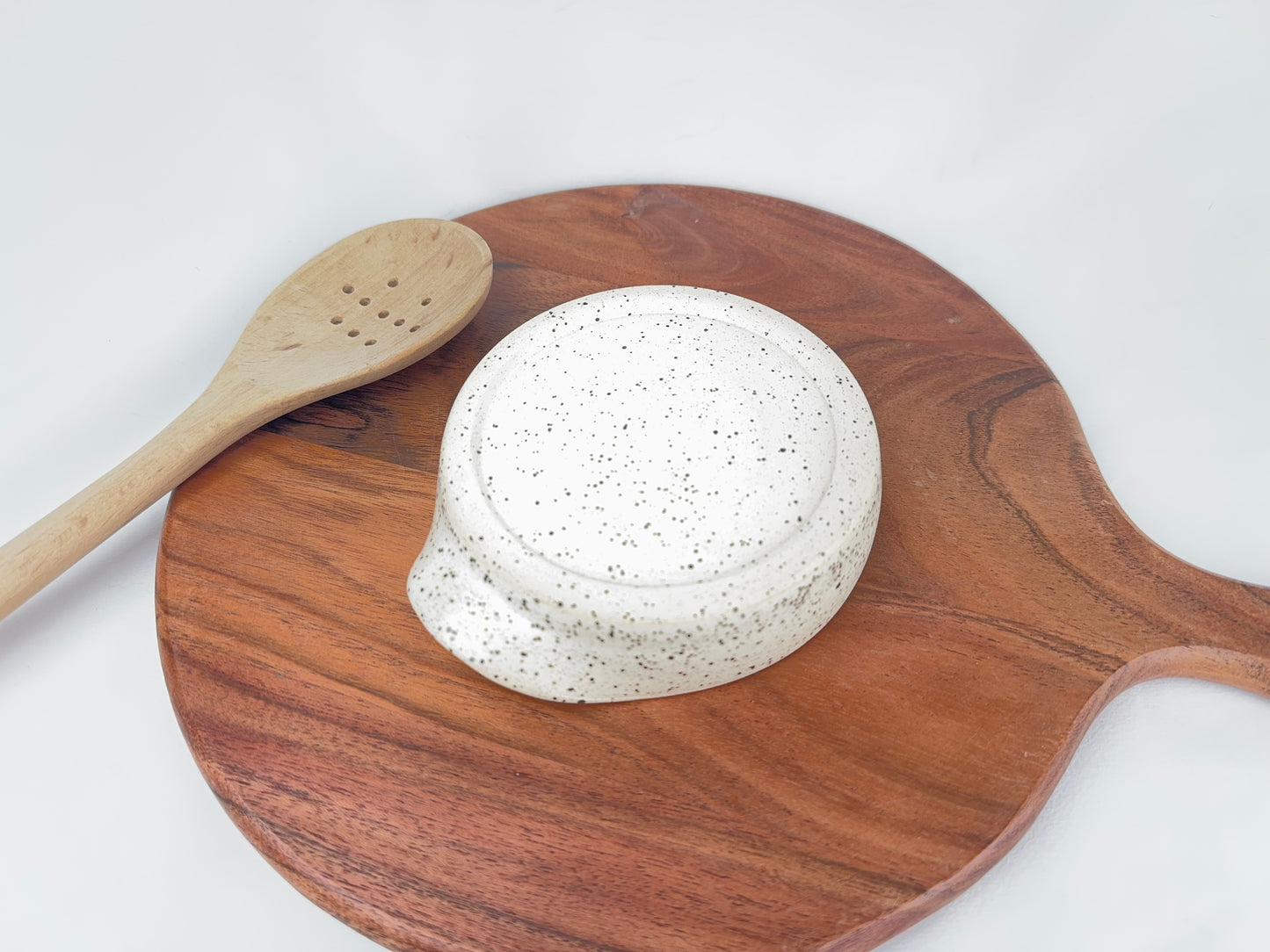 White Speckled Ceramic Spoon Rest