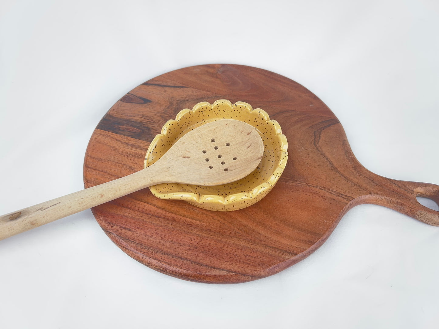 Yellow Speckled Ceramic Spoon Rest