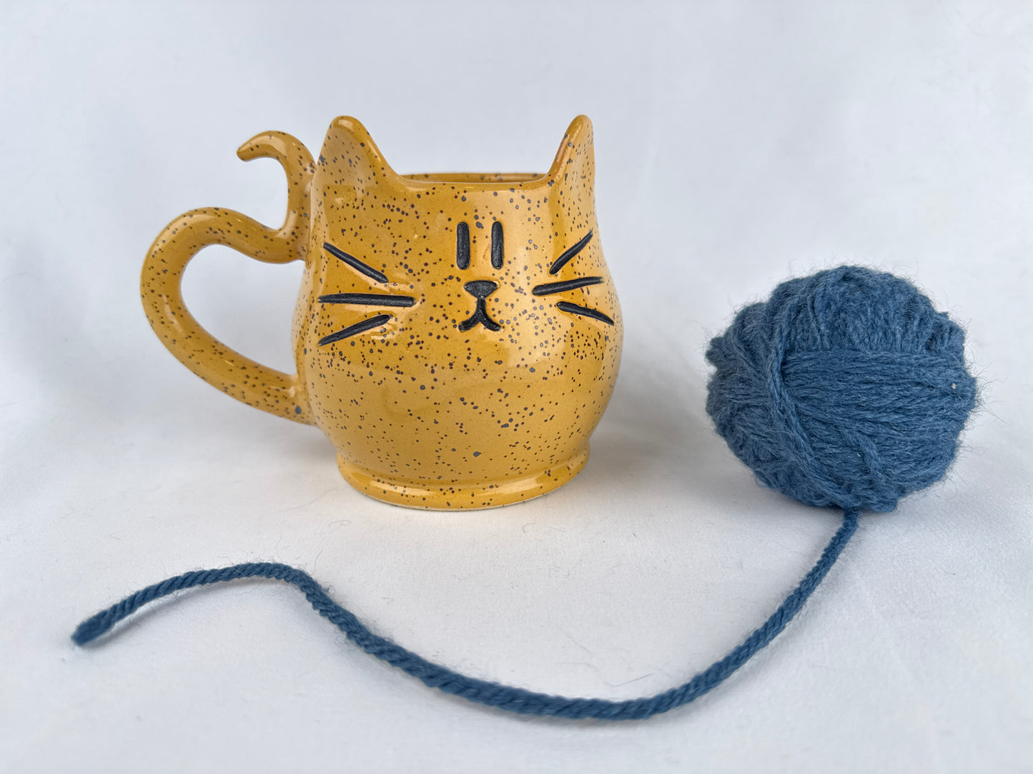 Yellow Speckled 14oz Kitty Cat Mug