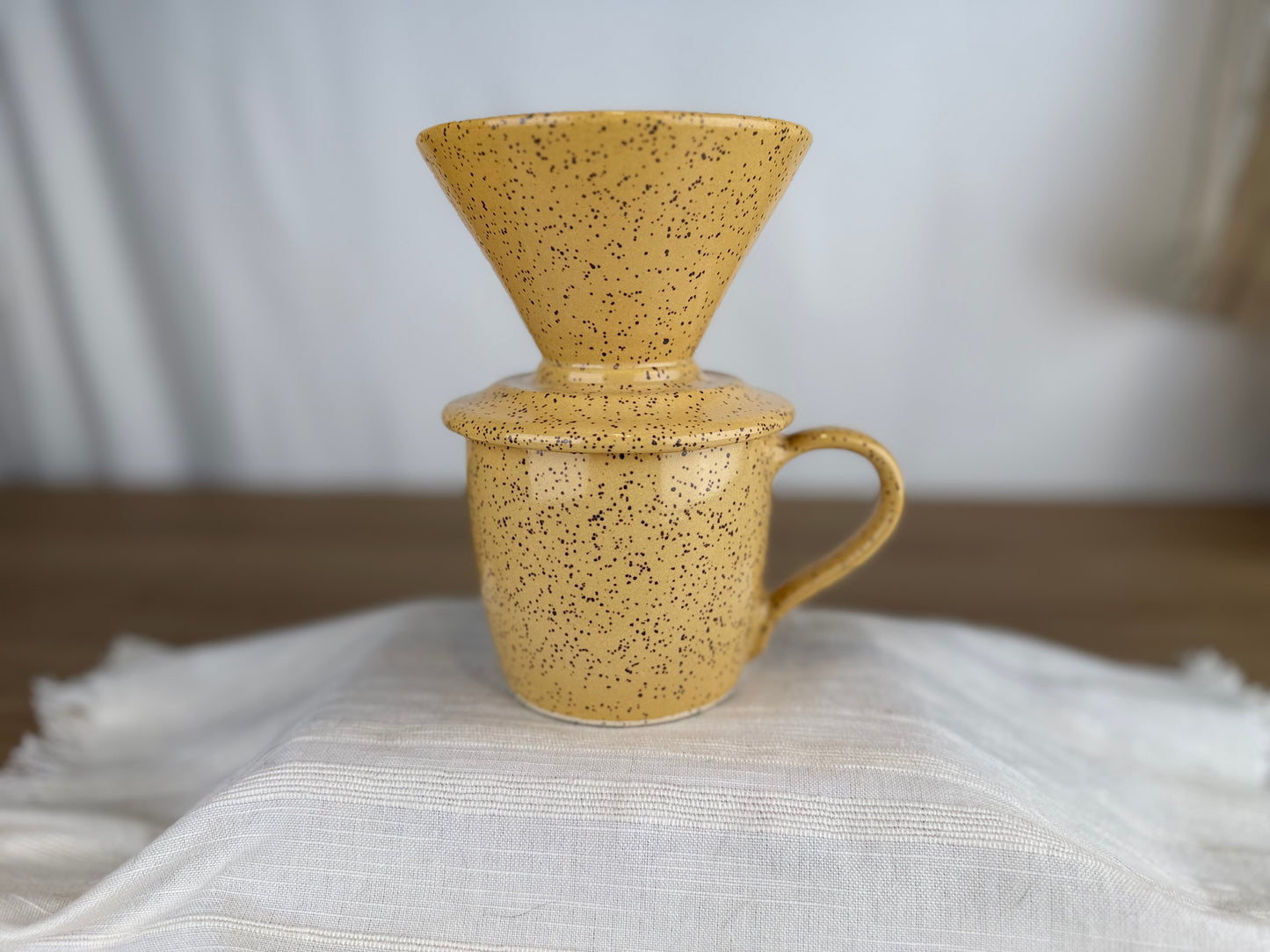 Yellow Speckle 14oz Pour Over Set