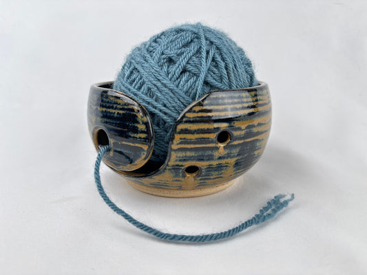 Blue and Brown Tiger Eye Yarn Bowl