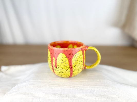 12 oz Coffee Mug, Bright Yellow and Red