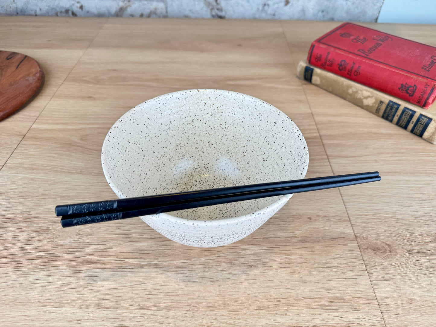 Ramen Bowl, Eggshell White Speckle