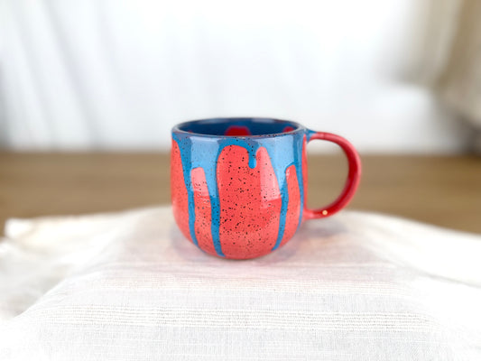 12 oz Coffee Mug, Bright Red and Blue