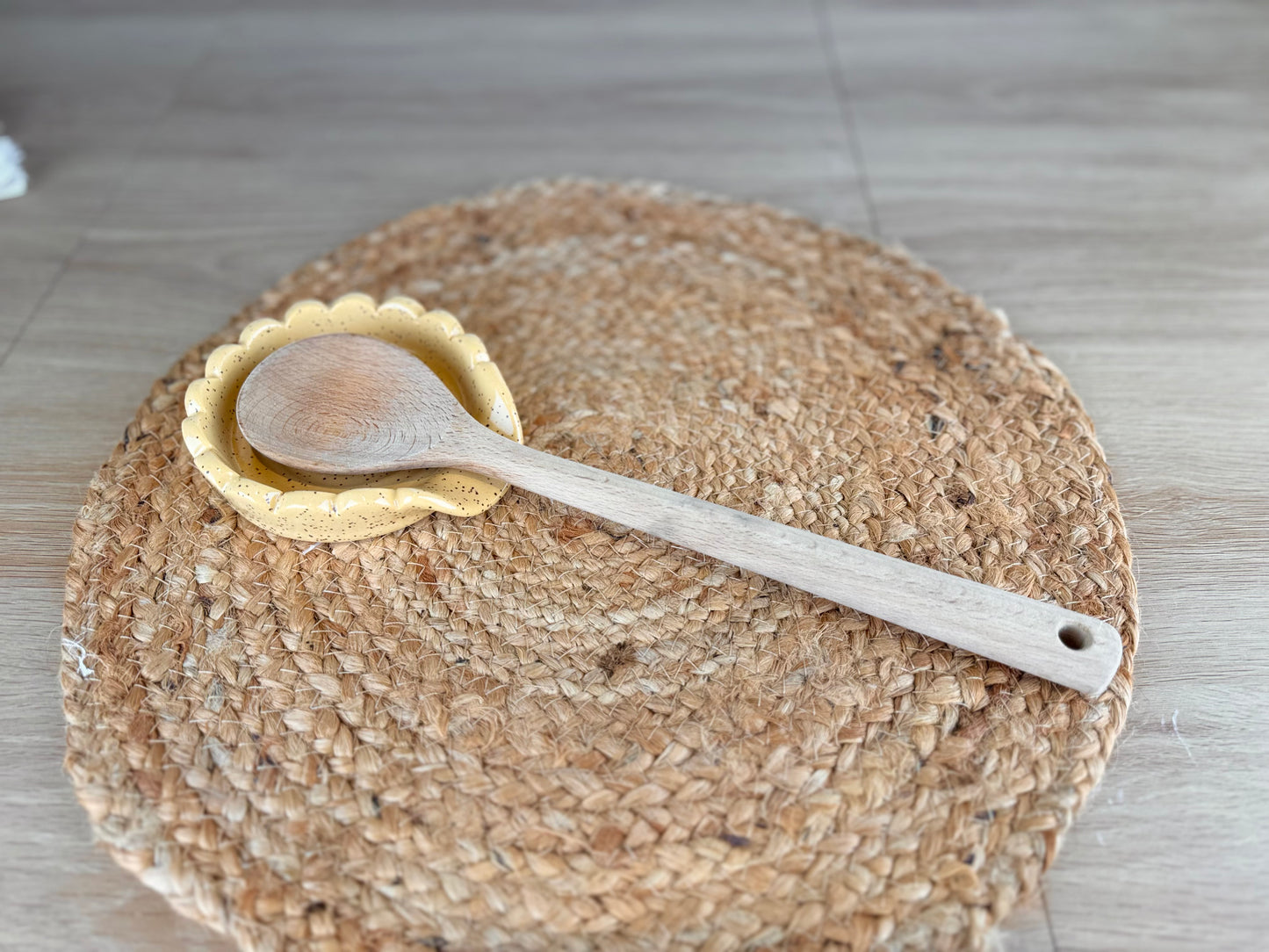 Yellow Speckled Ceramic Spoon Rest