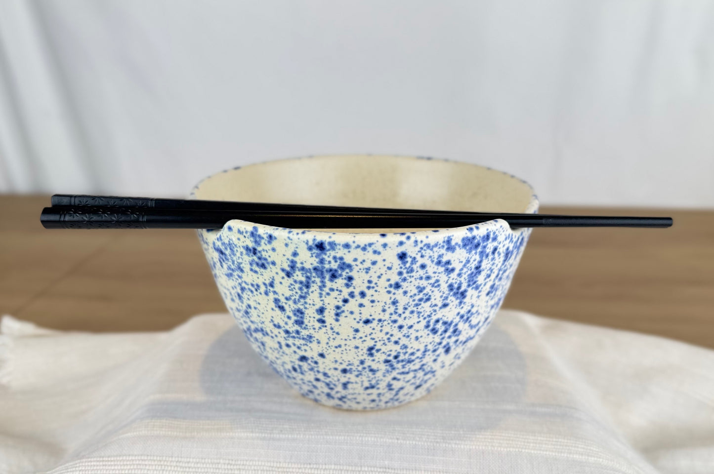 Ramen Bowl, Blue Splatter