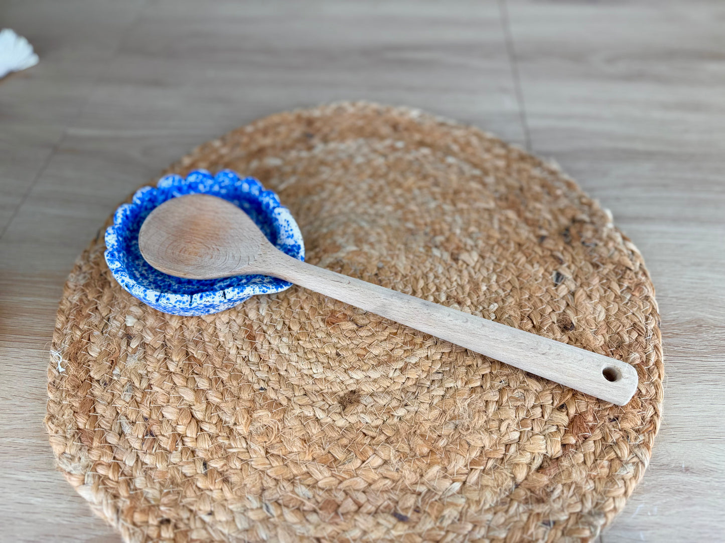 Blue & White Splatter Ceramic Spoon Rest