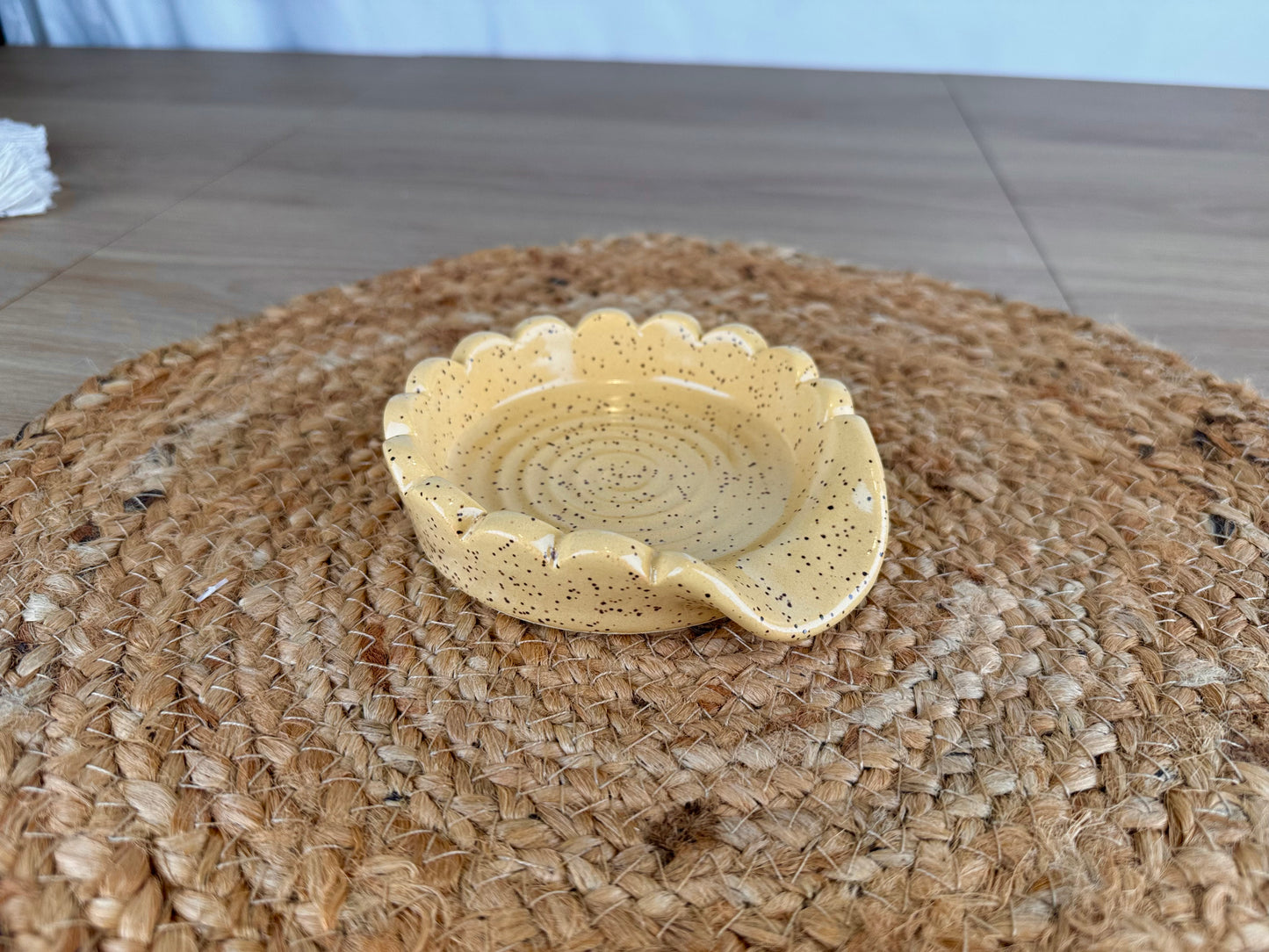 Yellow Speckled Ceramic Spoon Rest