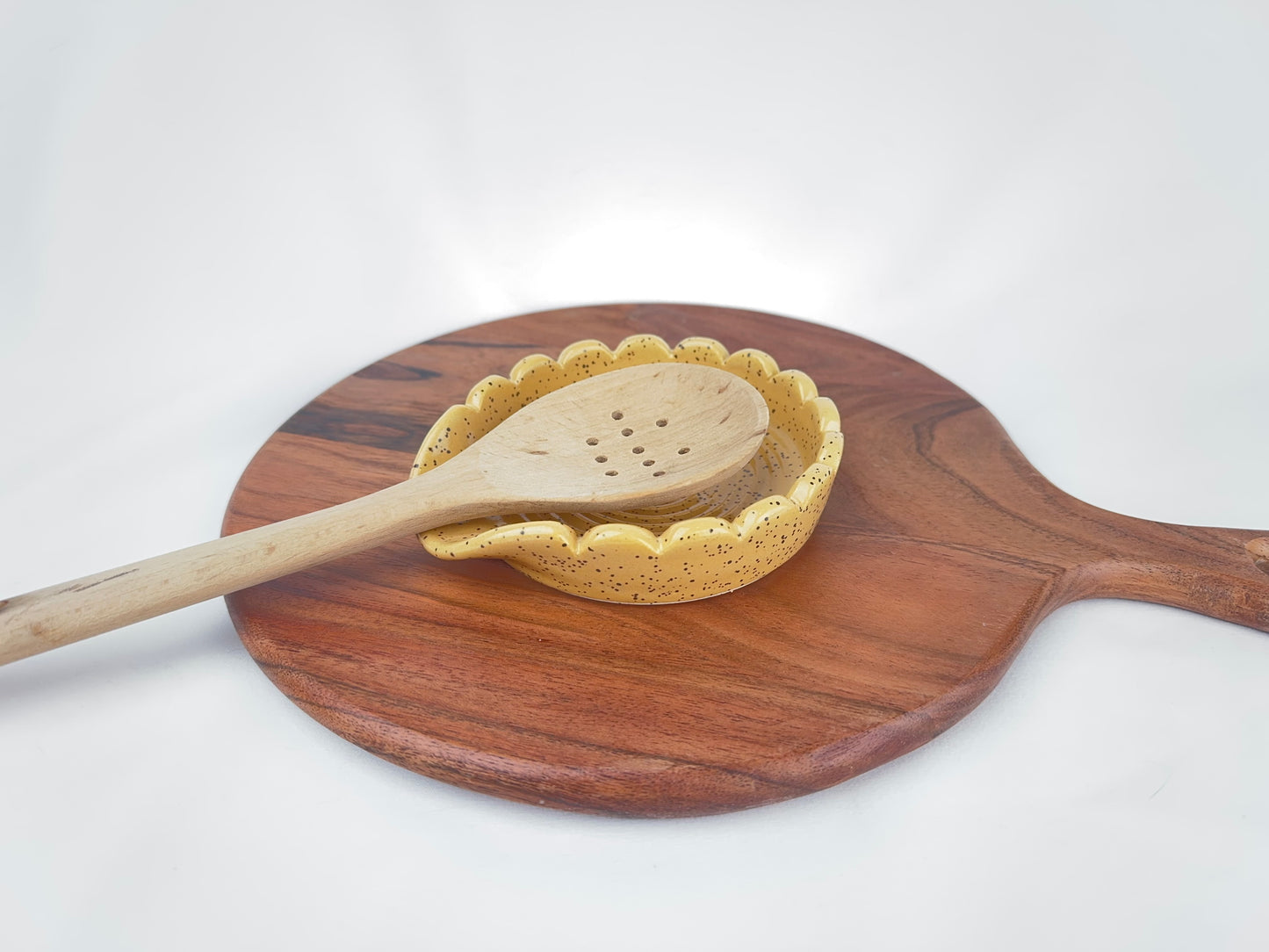 Yellow Speckled Ceramic Spoon Rest