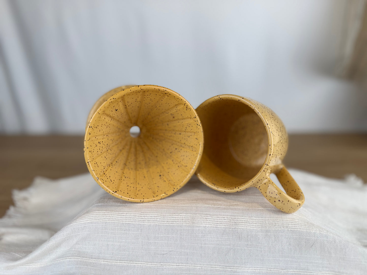 Yellow Speckle 14oz Pour Over Set