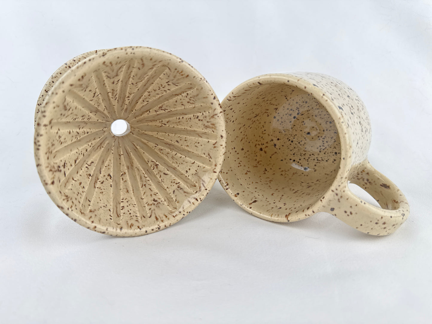 Cream White Speckle 12oz Pour Over Set