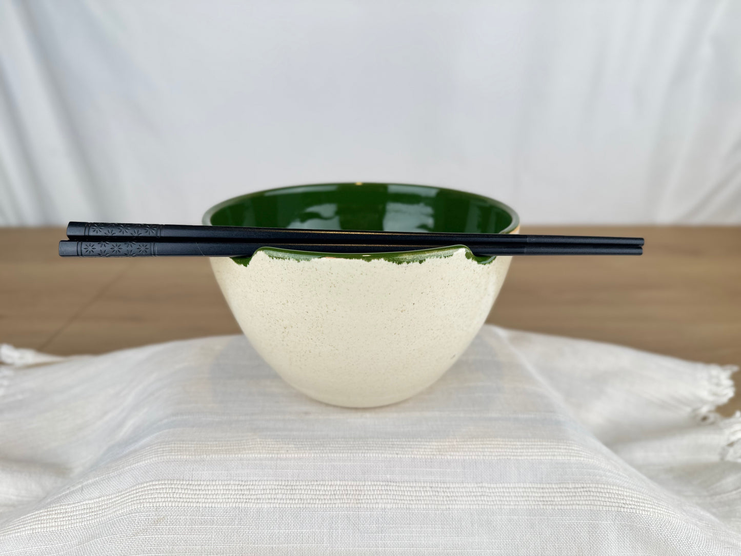 Ramen Bowl, White and Green