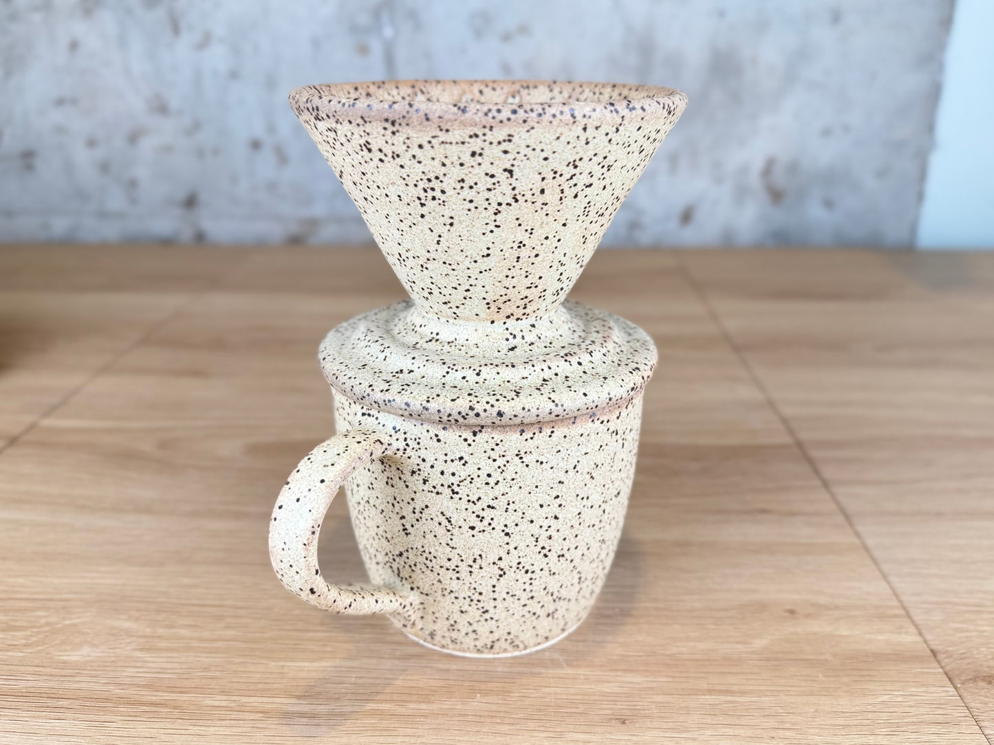 Matte Tan Speckle 14 oz Pour Over Set