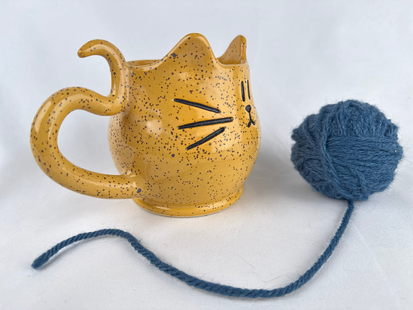 Yellow Speckled 14oz Kitty Cat Mug